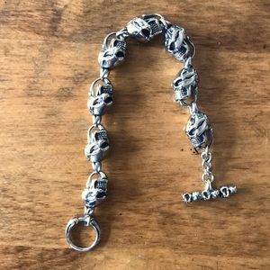COPY - Badass Jewelry Silver Skull Bracelet